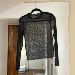 See through long sleeve s glitter top